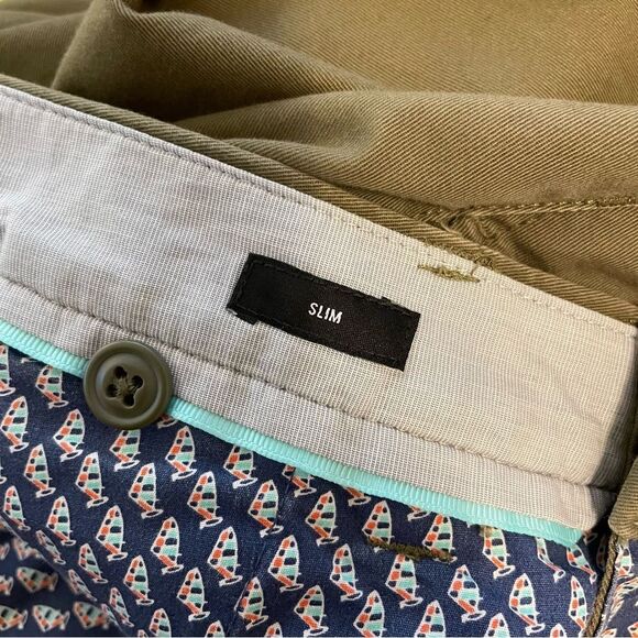 Bonobos Slim Fit Pants Khaki Green Cotton Blend Size 31/32 - Picture 8 of 8